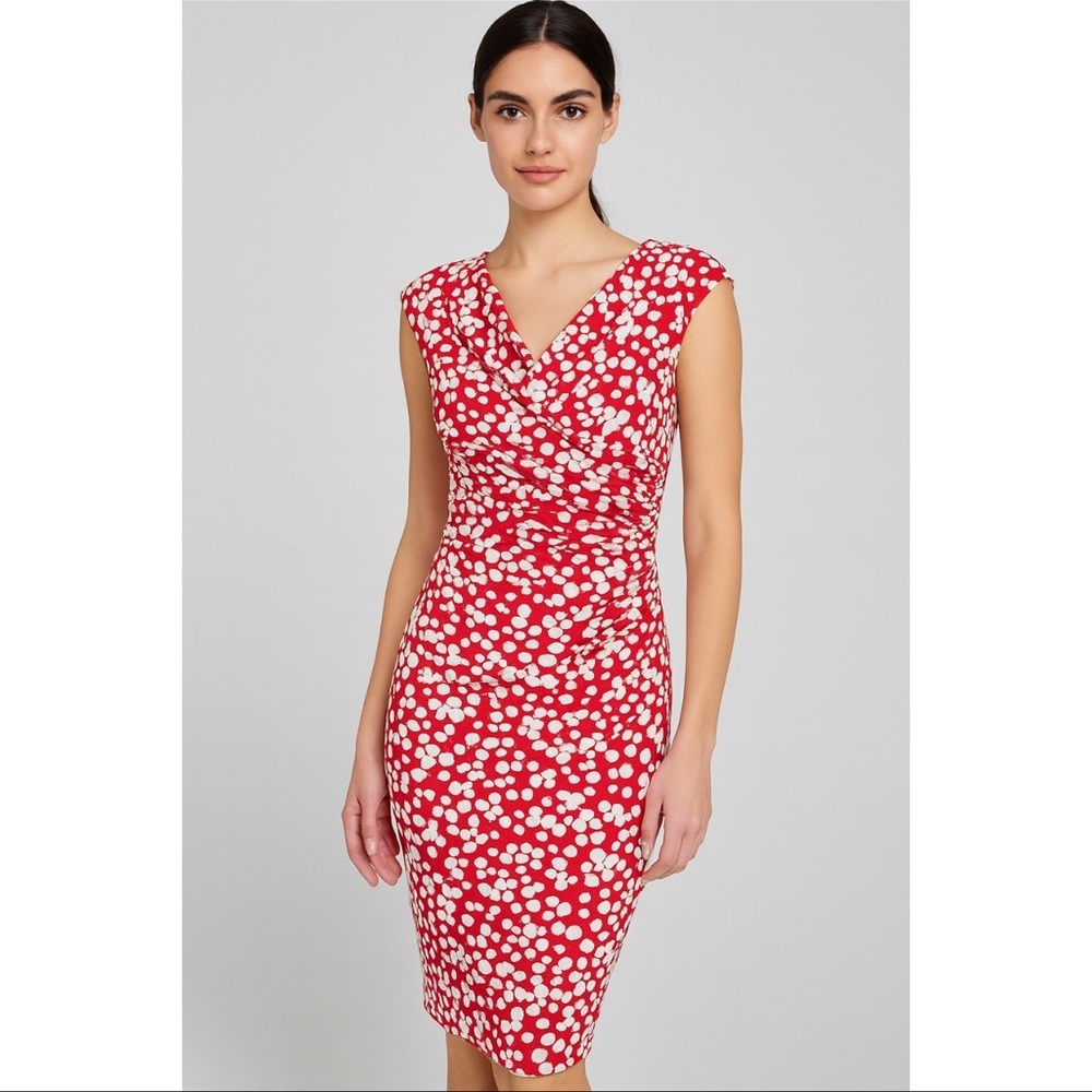 American Living Red & White V-Neck Women’s Midi Dress Size 4